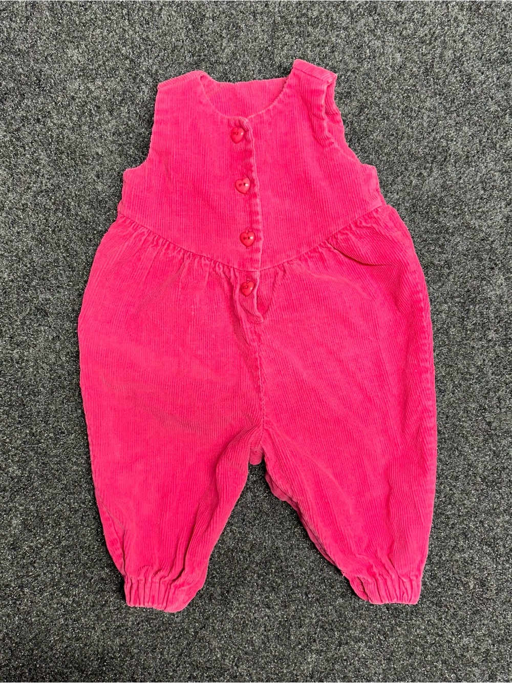 Vintage 90s corduroy overalls pink heart buttons retro baby girl 12 months